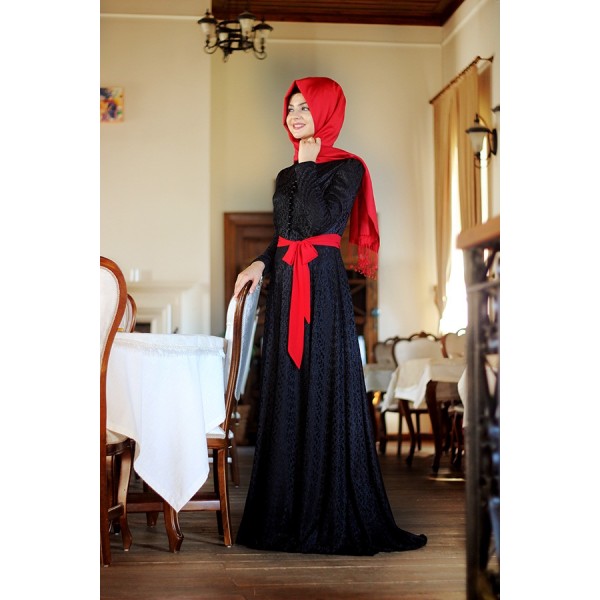Pınar Şems - Laminasyon Elbise - Siyah
